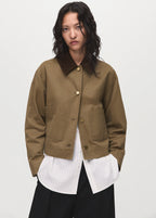 Denim Parka With Corduroy Collar