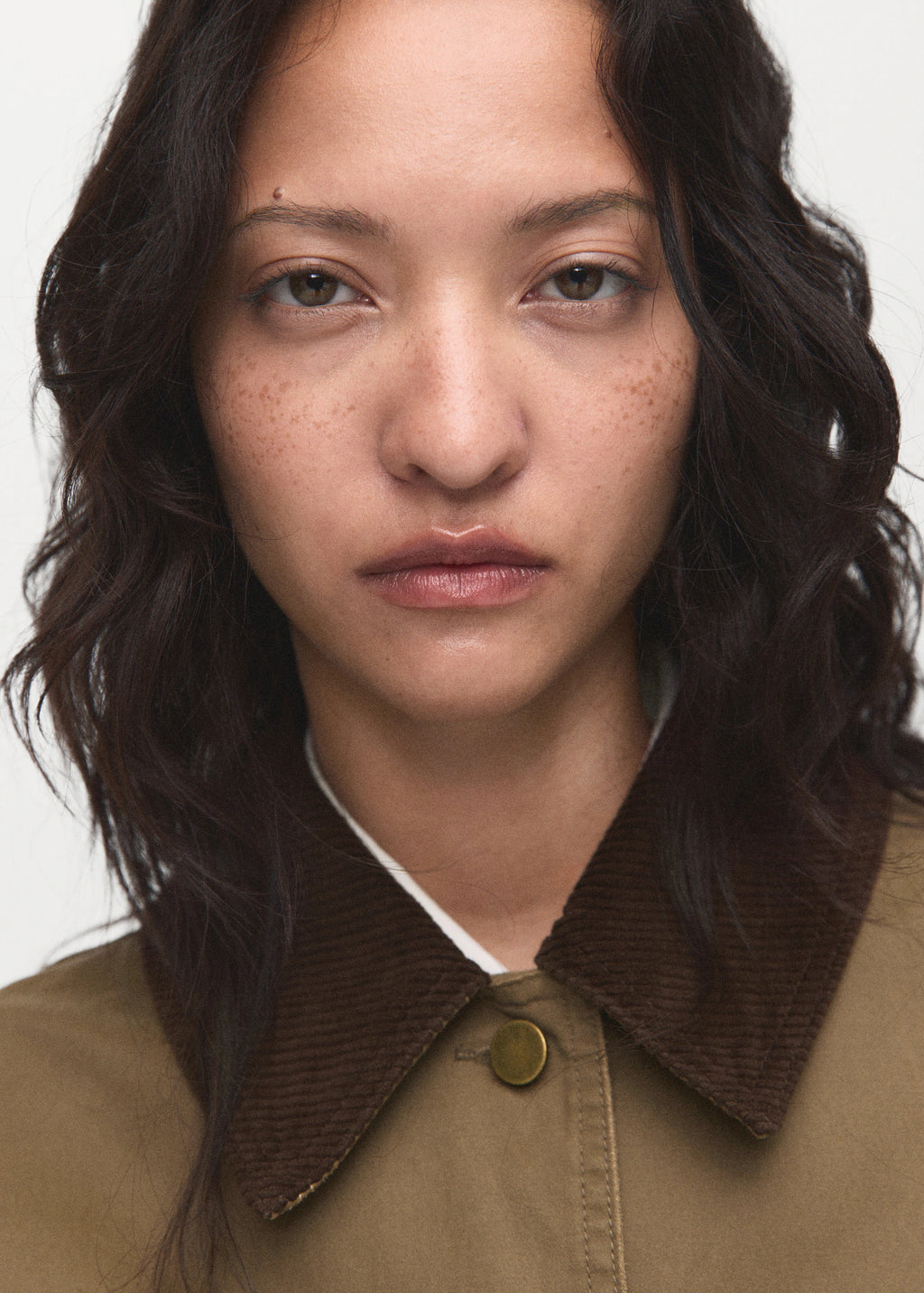 Denim Parka With Corduroy Collar