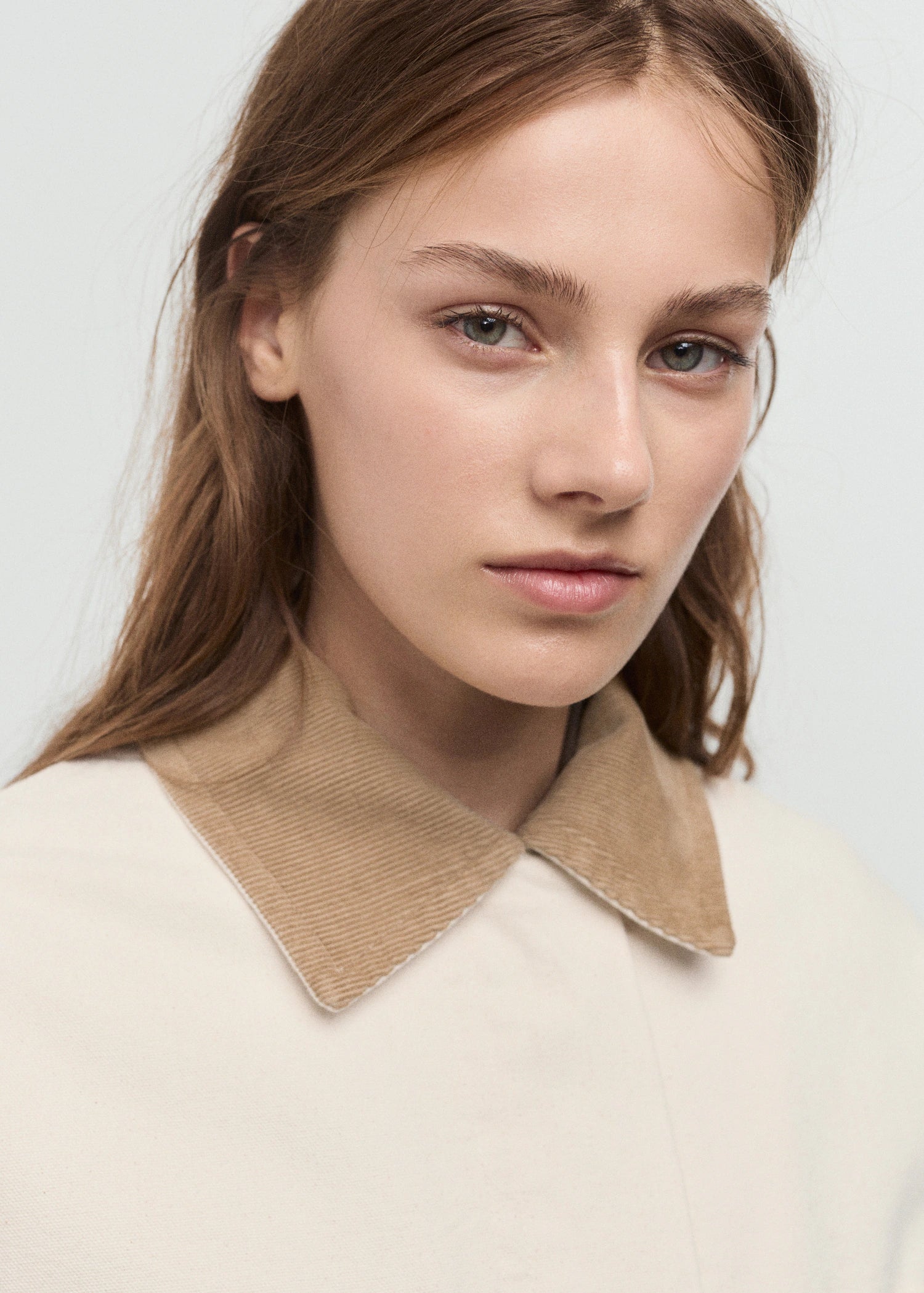 Denim Parka With Corduroy Collar