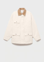 Denim Parka With Corduroy Collar