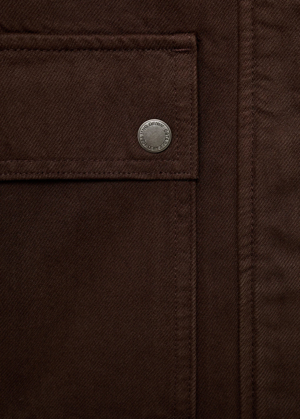 Denim Parka With Leather Effect Collar