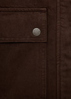 Denim Parka With Leather Effect Collar