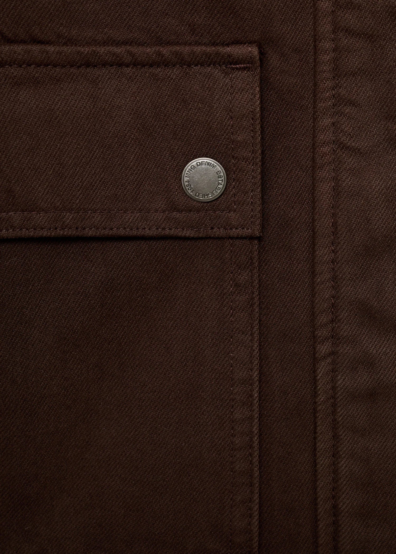 Denim Parka With Leather Effect Collar