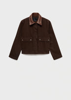 Denim Parka With Leather Effect Collar