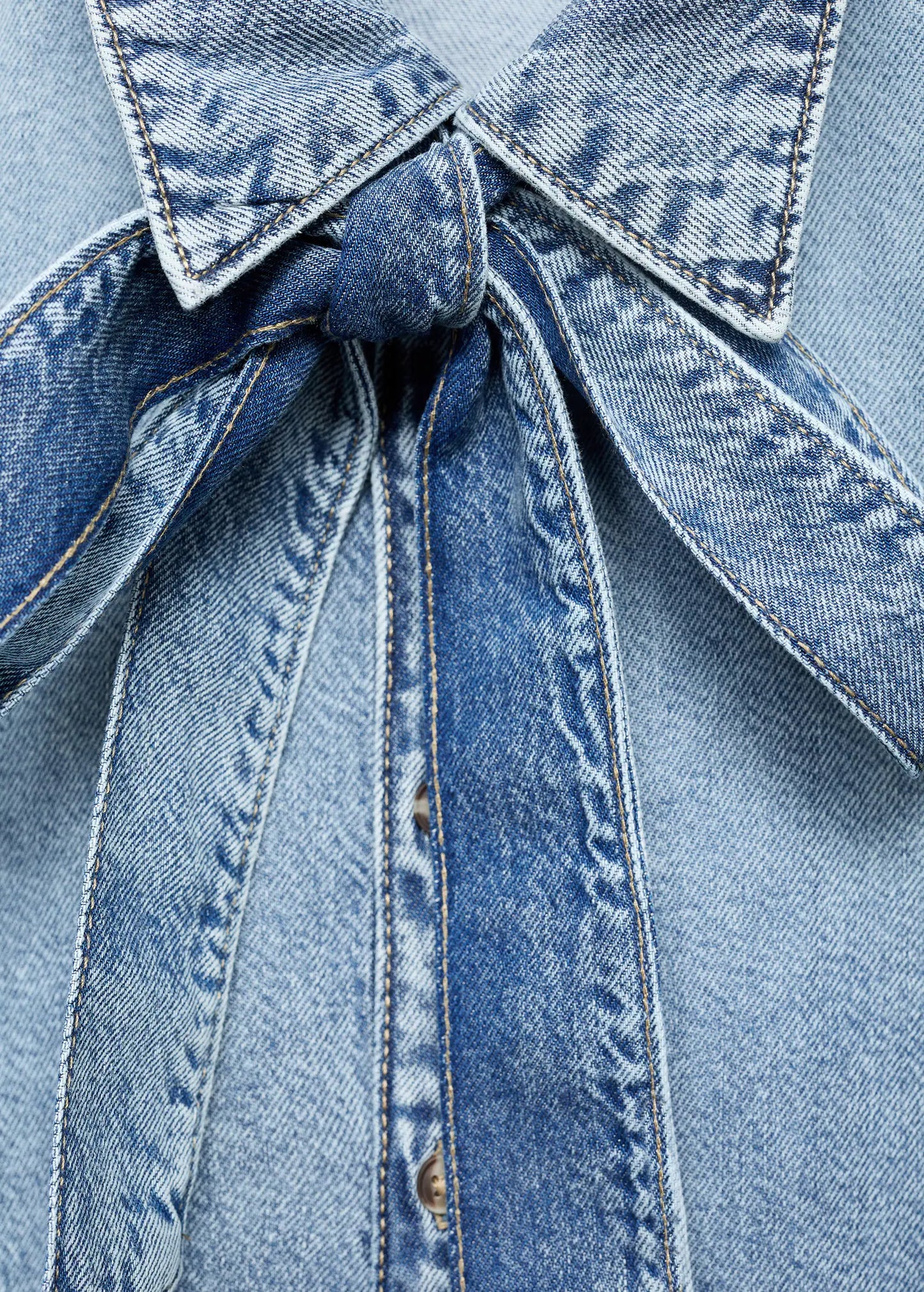Denim Shirt With Bow
