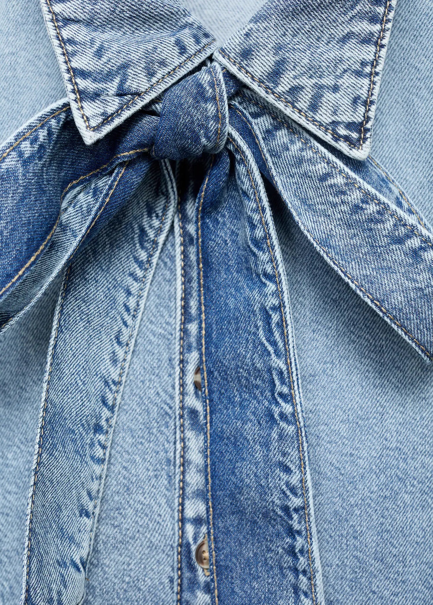 Denim Shirt With Bow