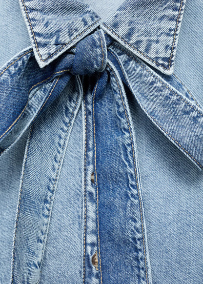 Denim Shirt With Bow