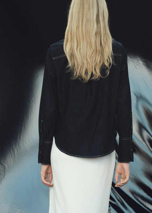 Denim Shirt With Seams