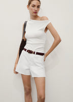 Denim Shorts With Frayed Hem