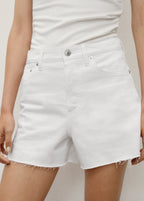 Denim Shorts With Frayed Hem