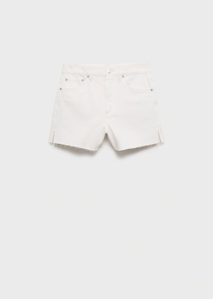 Denim Shorts With Frayed Hem
