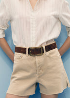 Denim Shorts With Frayed Hem