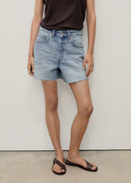 Denim Shorts With Frayed Hem