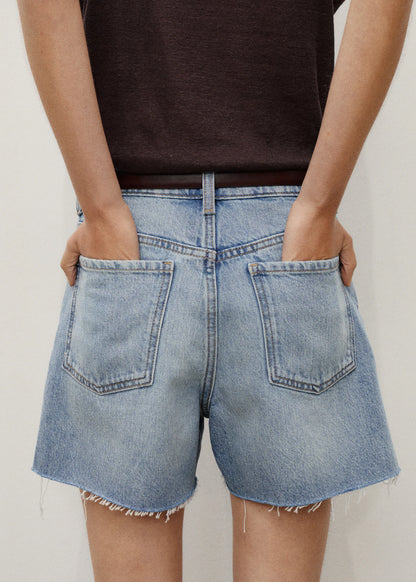 Denim Shorts With Frayed Hem