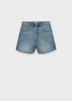 Denim Shorts With Frayed Hem