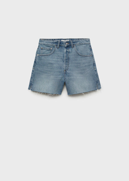 Denim Shorts With Frayed Hem