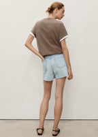 Denim Shorts With Frayed Hem