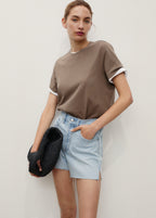 Denim Shorts With Frayed Hem