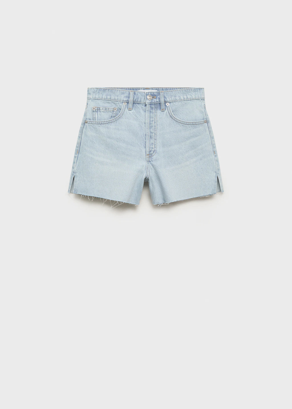 Denim Shorts With Frayed Hem