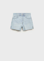 Denim Shorts With Frayed Hem