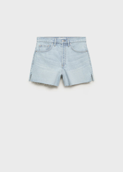 Denim Shorts With Frayed Hem