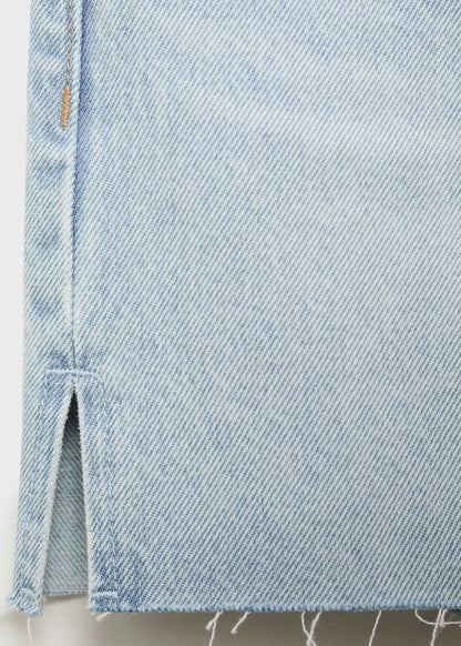 Denim Shorts With Frayed Hem
