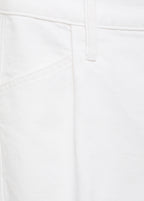 Denim Shorts With Frayed Hem And Pleats