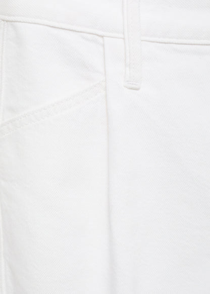 Denim Shorts With Frayed Hem And Pleats