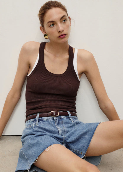 Denim Shorts With Frayed Hem And Pleats