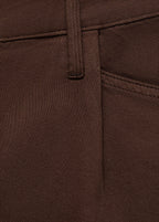 Denim Shorts With Frayed Hem And Pleats