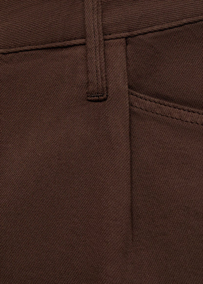 Denim Shorts With Frayed Hem And Pleats