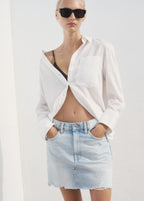 Denim Skirt With Frayed Hem