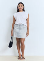 Denim Skirt With Frayed Hem