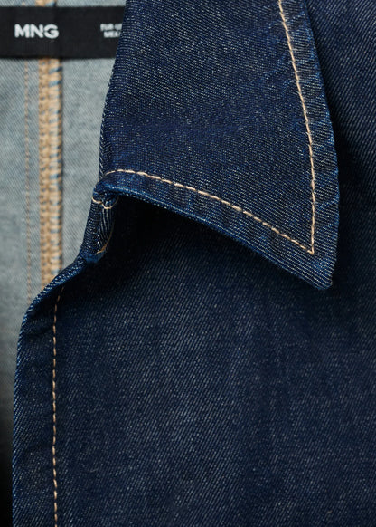 Denim Top With Contrast Stitching