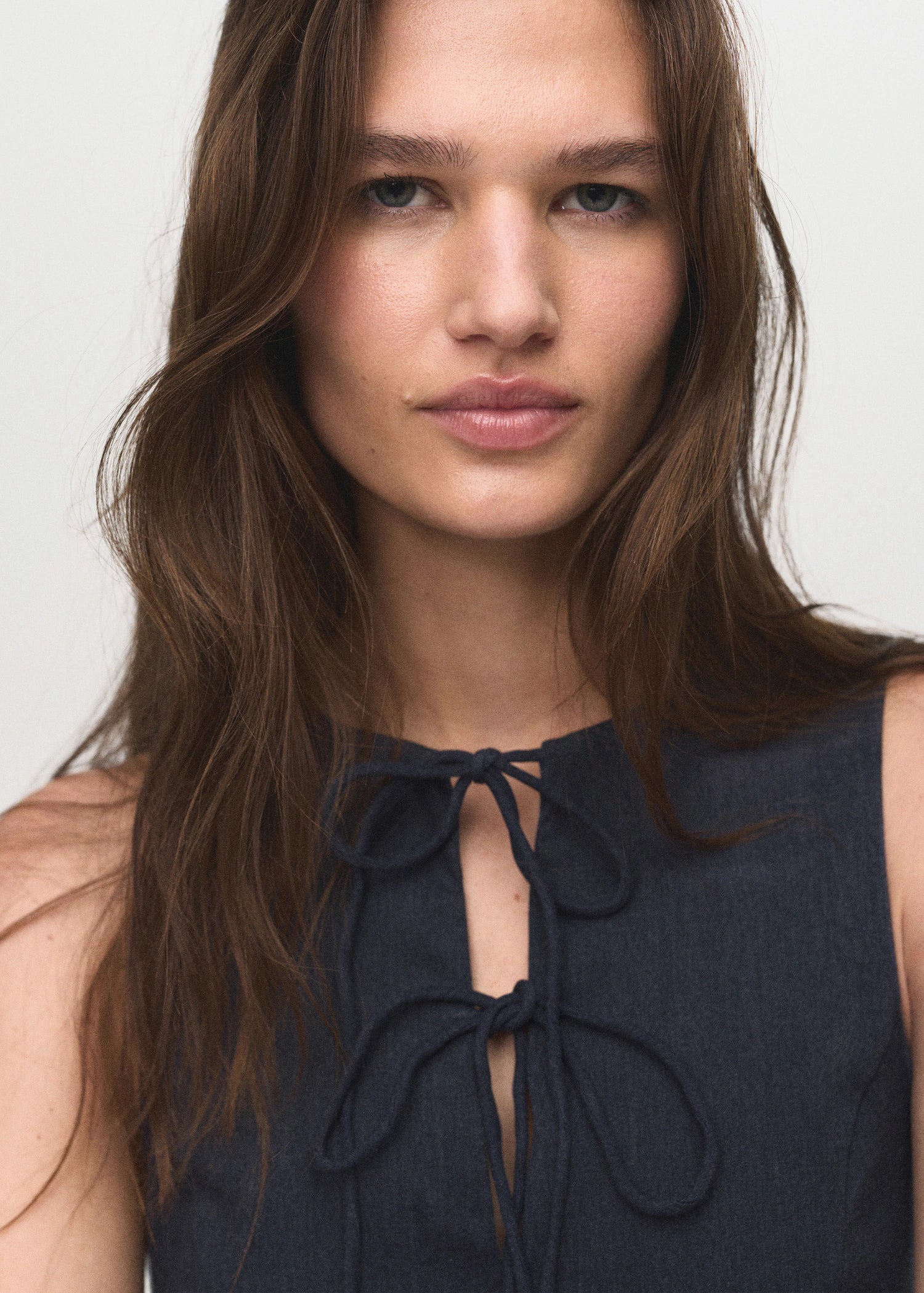 Denim Effect Dress With Bows