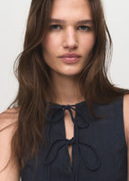 Denim Effect Dress With Bows