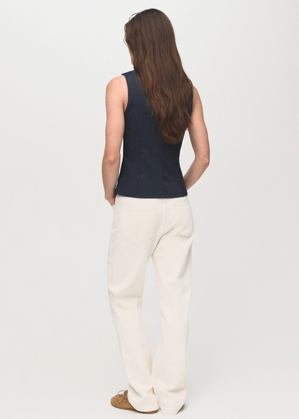 Denim Effect Top With Bows