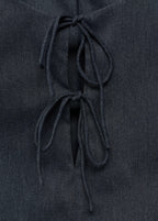 Denim Effect Top With Bows