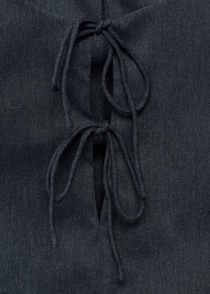 Denim Effect Top With Bows