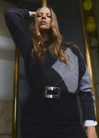 Diamond Patterned Knitted Sweater