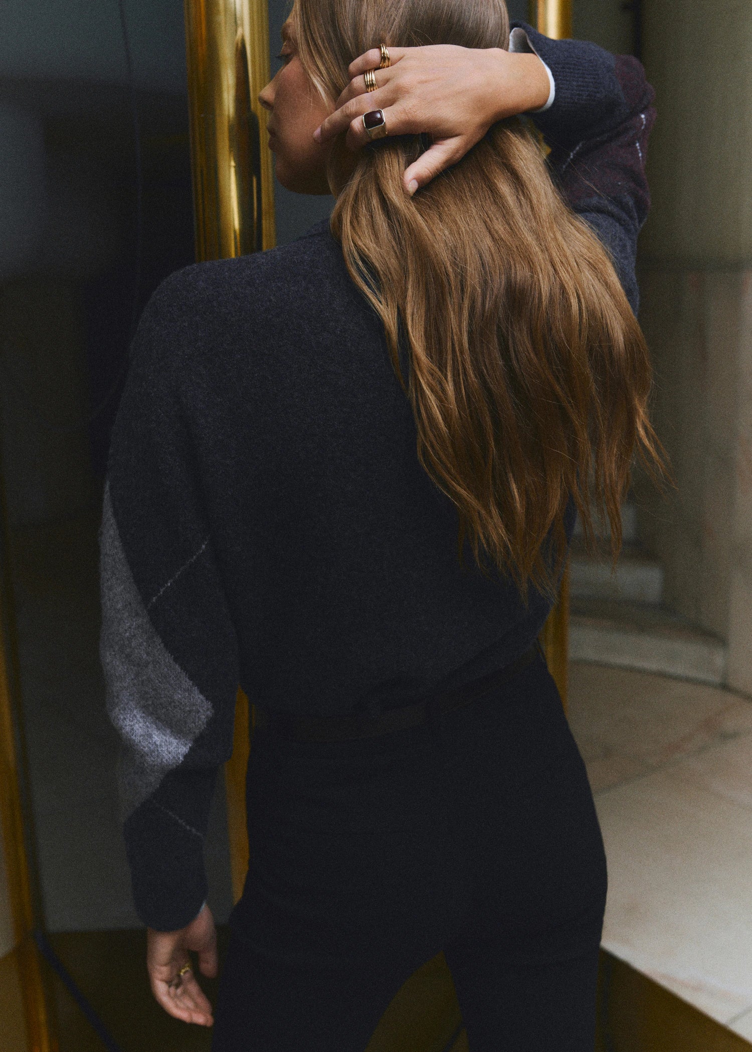 Diamond Patterned Knitted Sweater