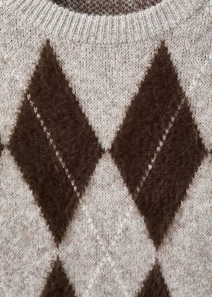 Diamond Patterned Knitted Sweater