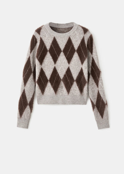 Diamond Patterned Knitted Sweater