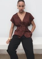 Double Breasted Crinkled Effect Waistcoat