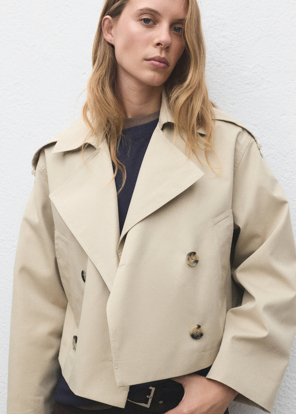 Double Breasted Cropped Trench Coat