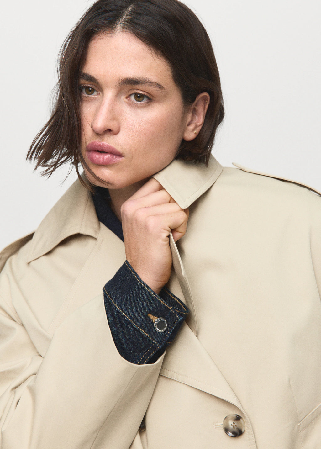 Double Breasted Cropped Trench Coat