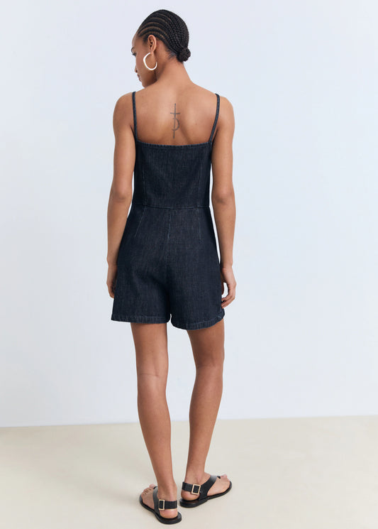 Double Breasted Denim Jumpsuit