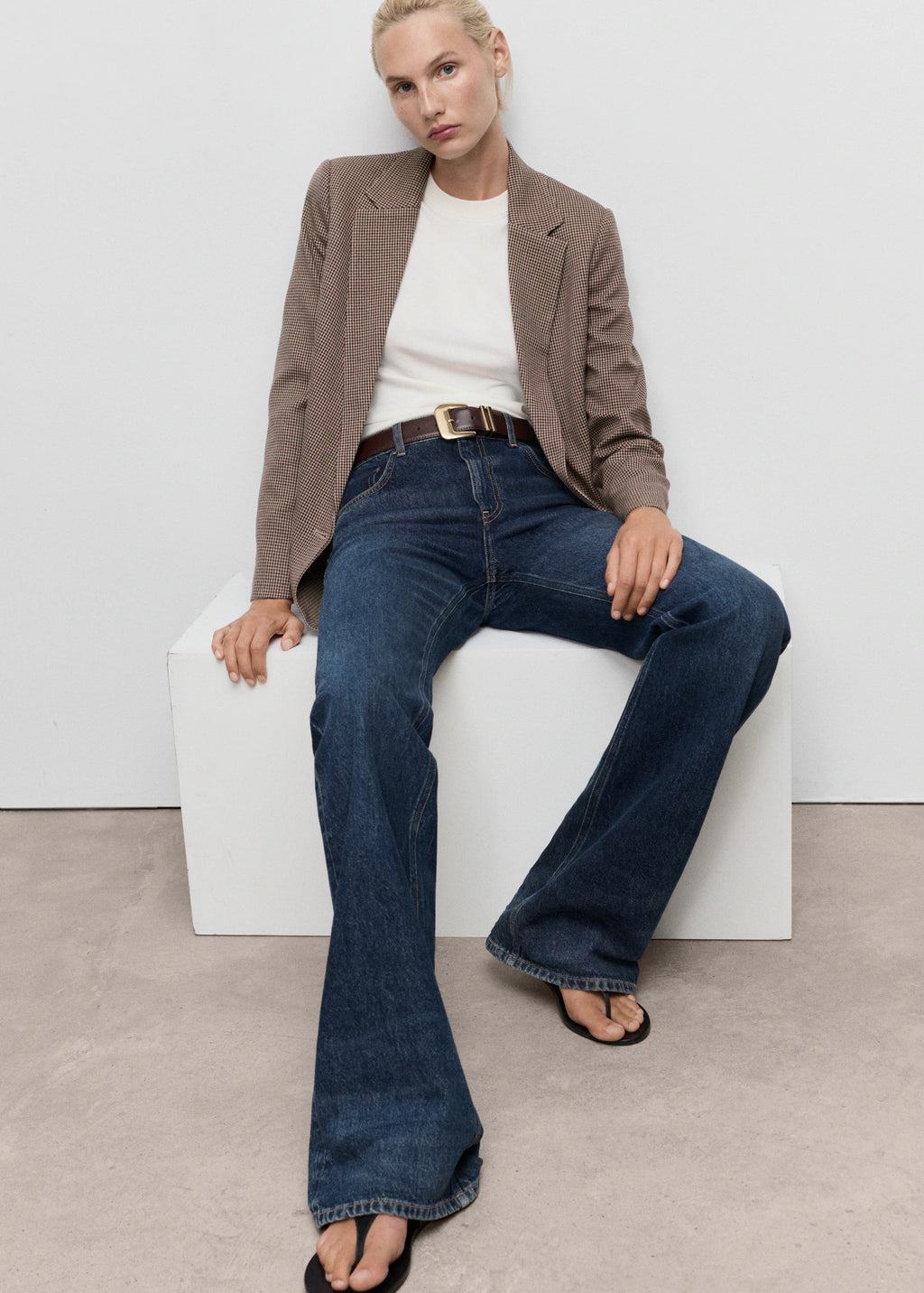 Double Breasted Micro Houndstooth Jacket