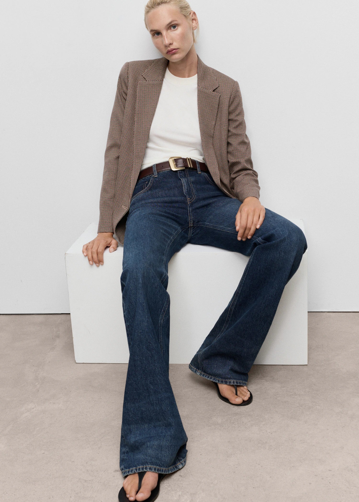 Double Breasted Micro Houndstooth Jacket