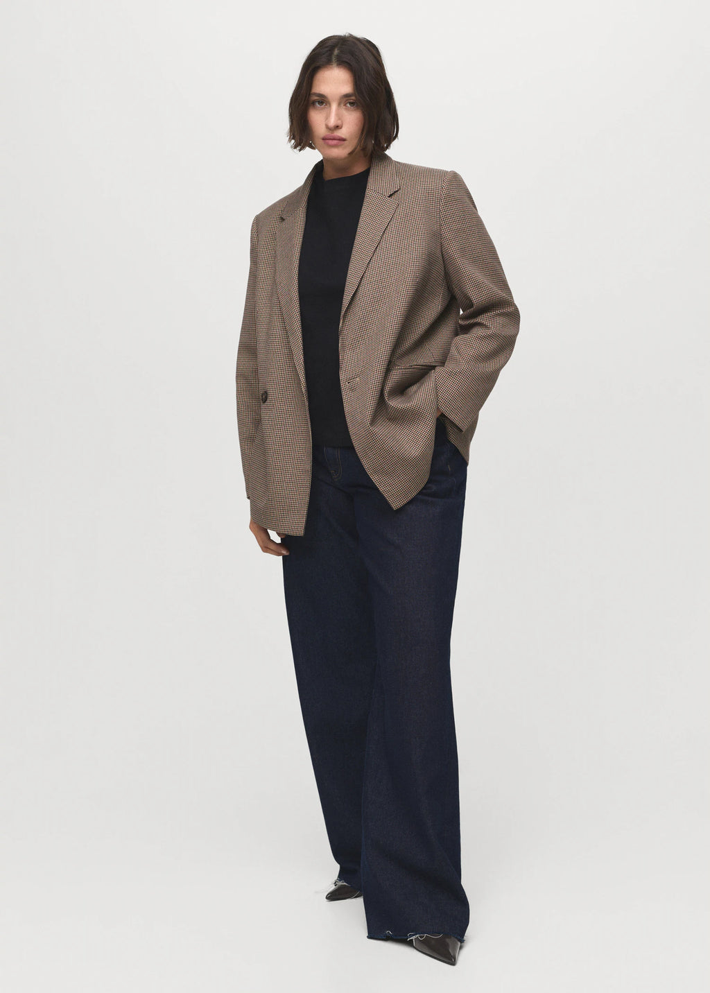 Double Breasted Micro Houndstooth Jacket